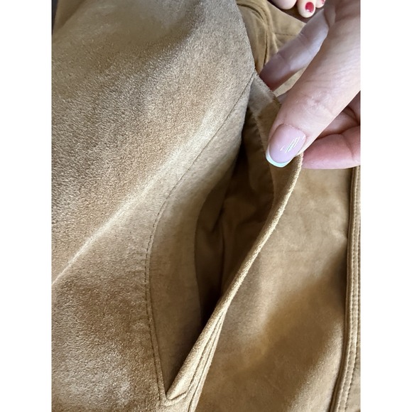 Bernardo Suede Jacket Women's Size Large Button Front Tan Fully Lined - Picture 12 of 14